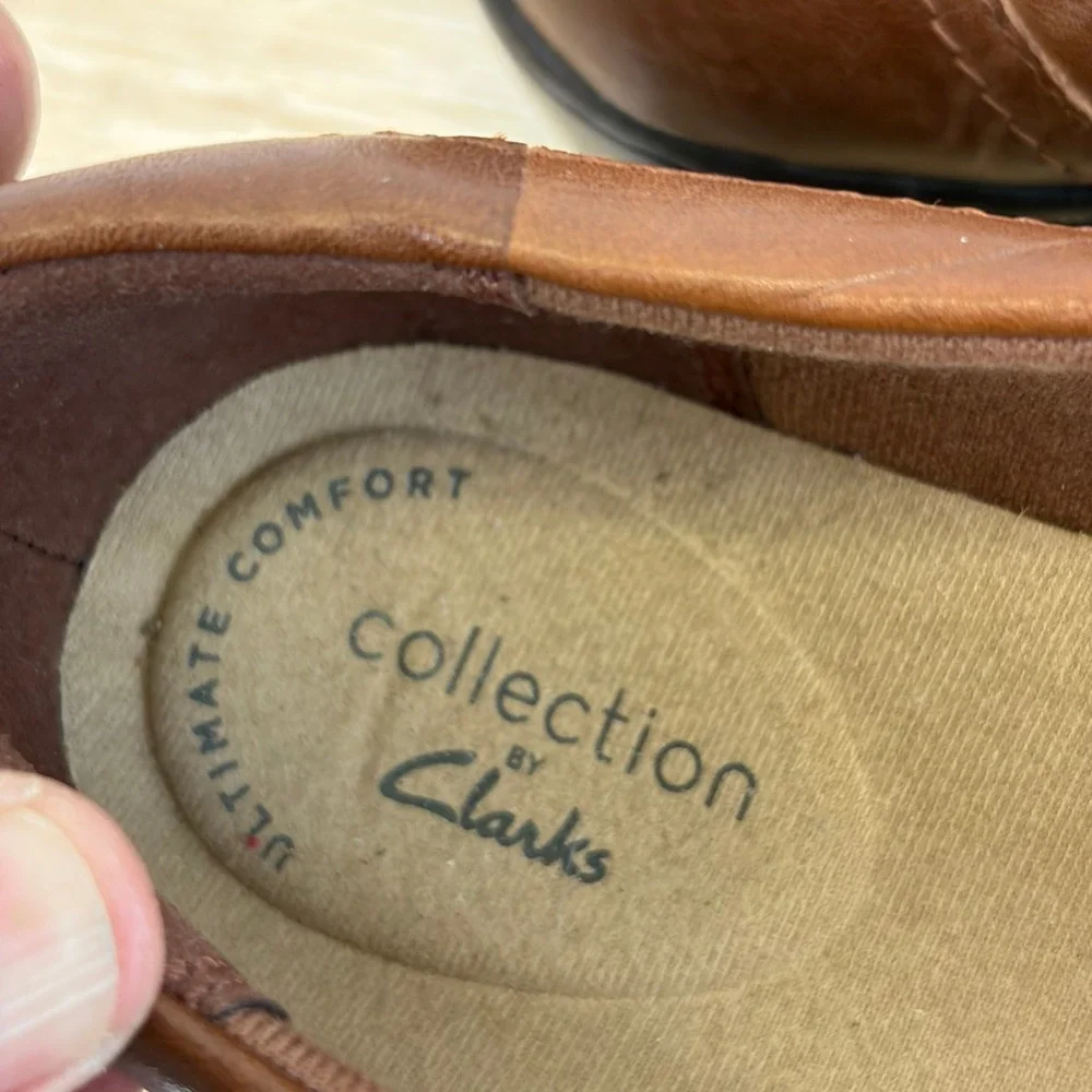 Clarks Collection Minimalist Leather Loafers Women Size 10 Preppy Office Comfy